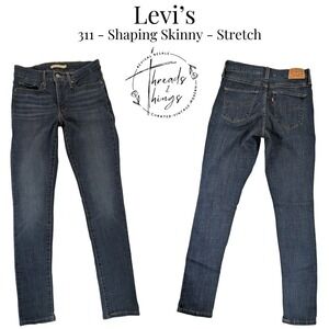 Levis 311 Jeans Womens 27 Dark Denim Shaping Skinny Stretch Mid Rise Preppy Chic